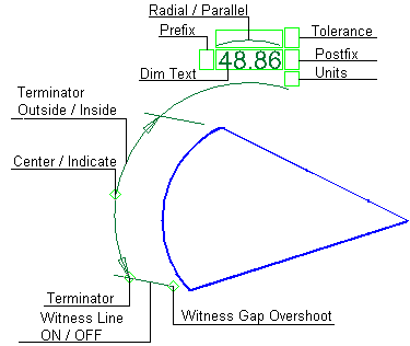 Click the Arc Length dimension parameters for an explanation